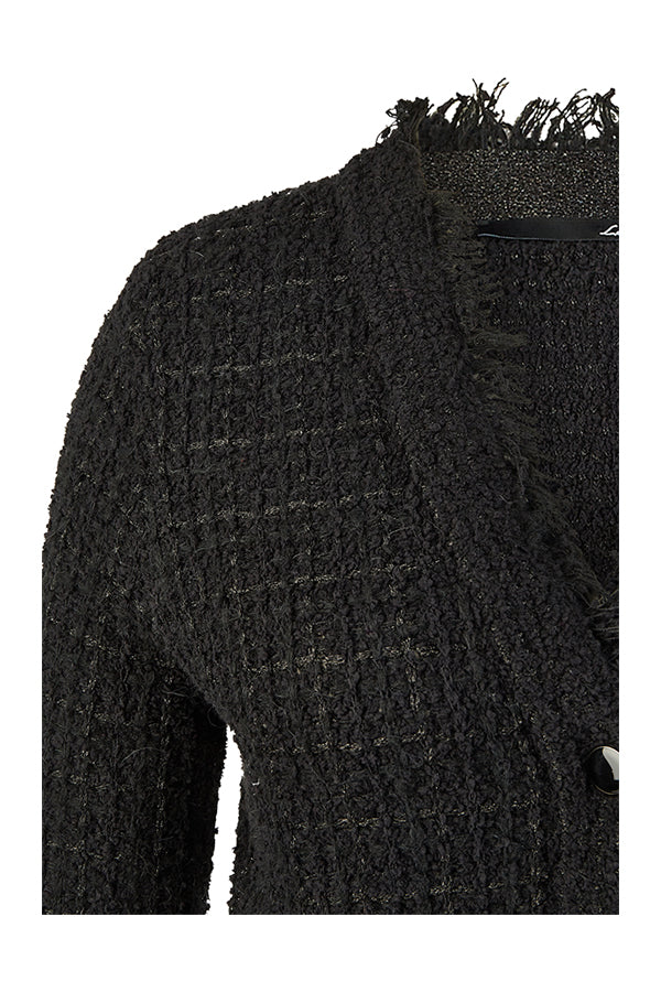 BLACK FRINGED TWEED JACKET