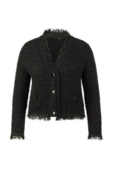 BLACK FRINGED TWEED JACKET