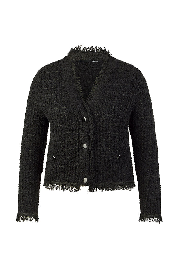 BLACK FRINGED TWEED JACKET