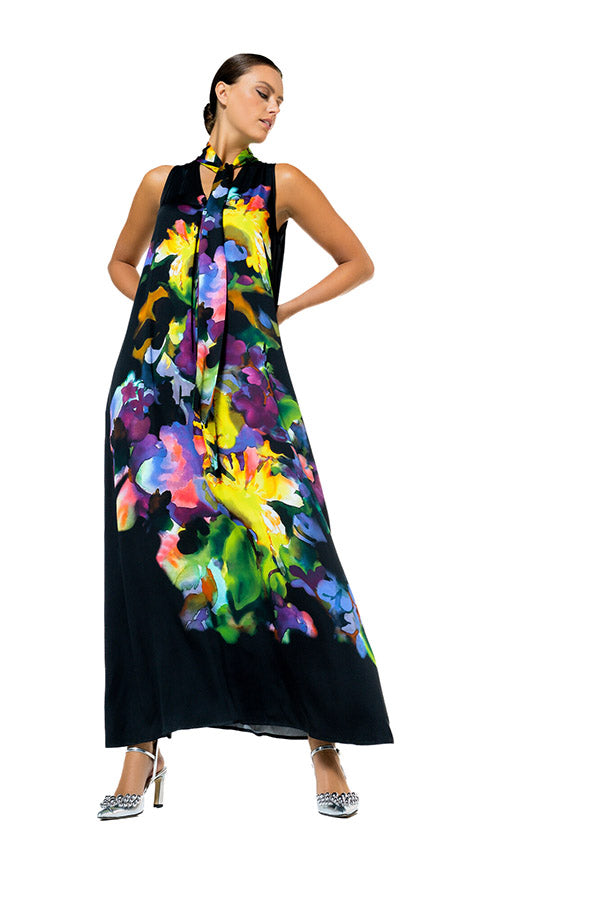 FLOWING AQUARELLE MAXI DRESS