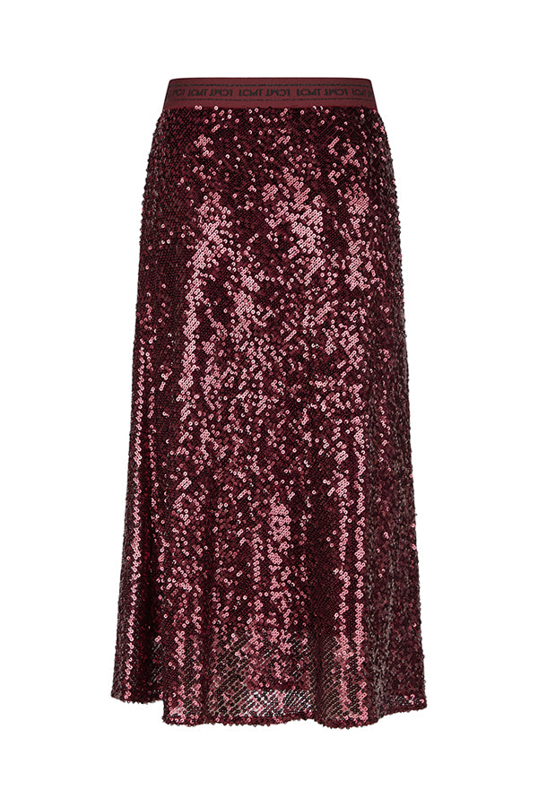 RED SEQUINED LONG SKIRT