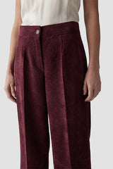 RED WIDE LEG CURDOROY TROUSERS