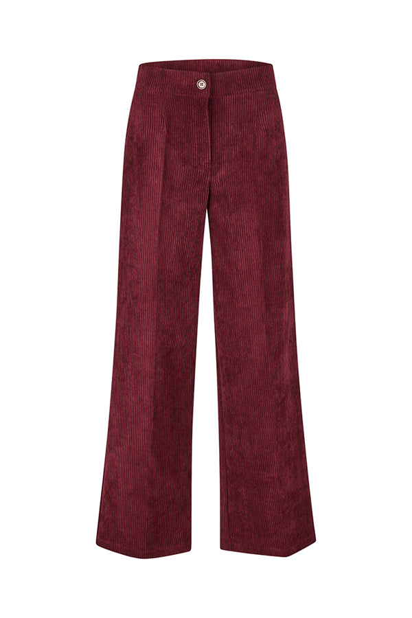 RED WIDE LEG CURDOROY TROUSERS