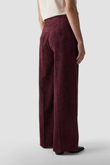 RED WIDE LEG CURDOROY TROUSERS