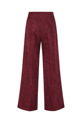 RED WIDE LEG CURDOROY TROUSERS