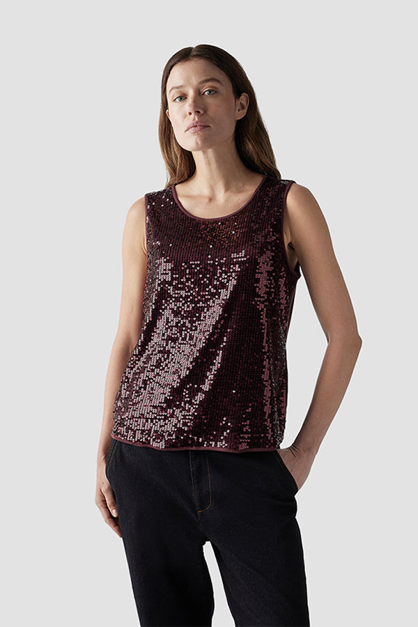 RED SEQUINED TANK TOP