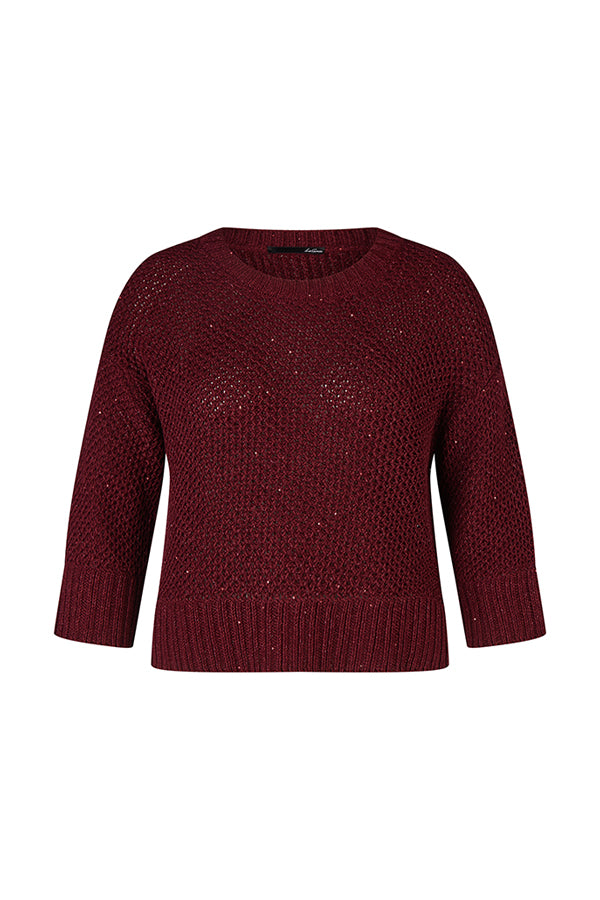 RED KNITTED GLITTERY SWEATER