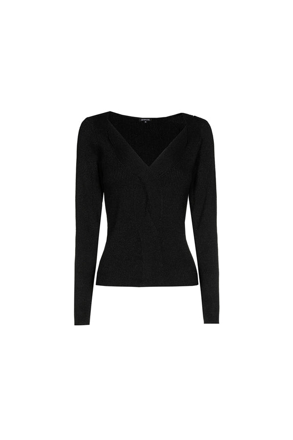 BLACK LUREX FITTED PULLOVER