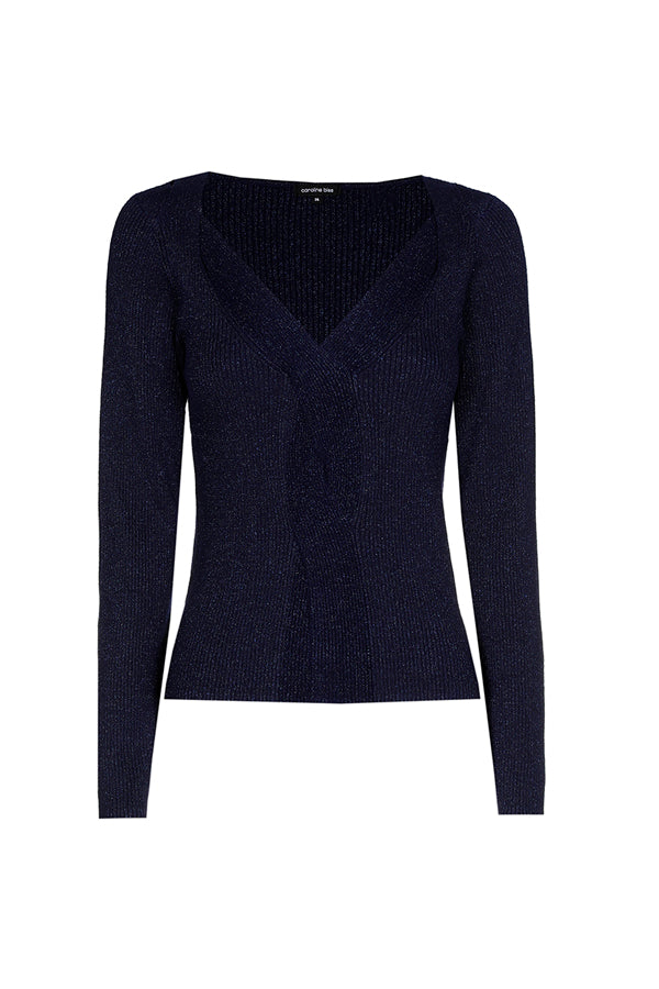 BLUE LUREX FITTED PULLOVER