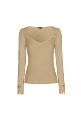 GOLD SWALLOW DETAIL FITTED RIBBED PULLOVER