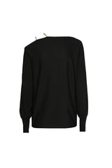 BLACK LOOSE CHAIN STRAP PULLOVER