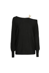 BLACK LOOSE CHAIN STRAP PULLOVER