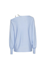 LIGHT BLUE LOOSE CHAIN STRAP PULLOVER