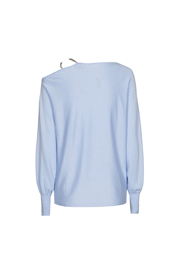 LIGHT BLUE LOOSE CHAIN STRAP PULLOVER