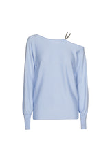 LIGHT BLUE LOOSE CHAIN STRAP PULLOVER