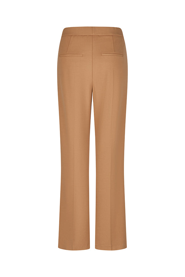 BROWN FLARE ELASTIC WAIST TROUSERS