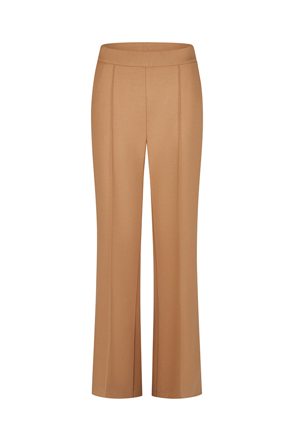 BROWN FLARE ELASTIC WAIST TROUSERS