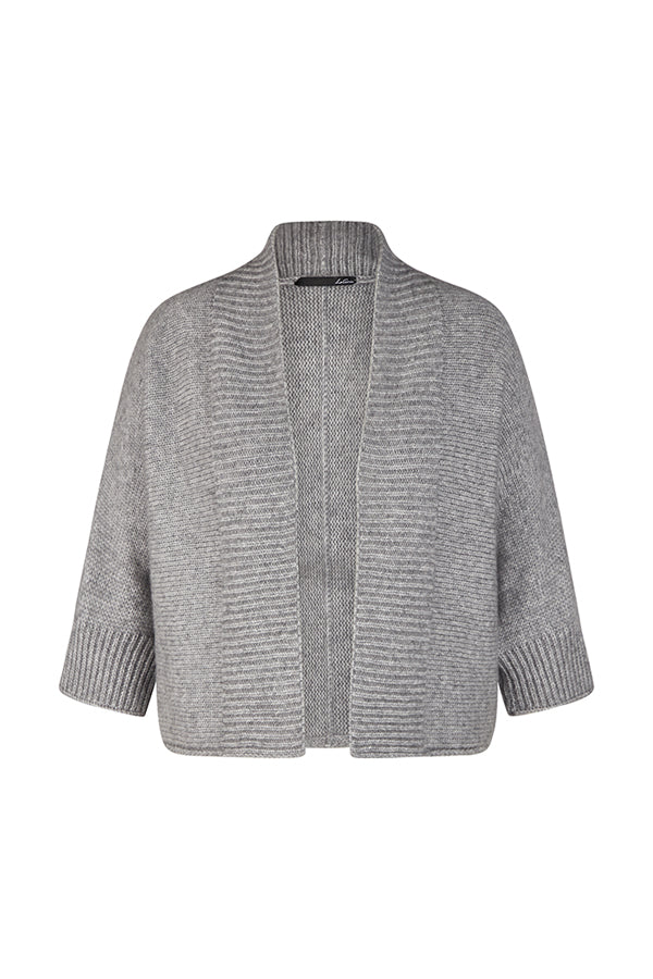 GREY CROPPED OPEN FRONT CARDIGAN