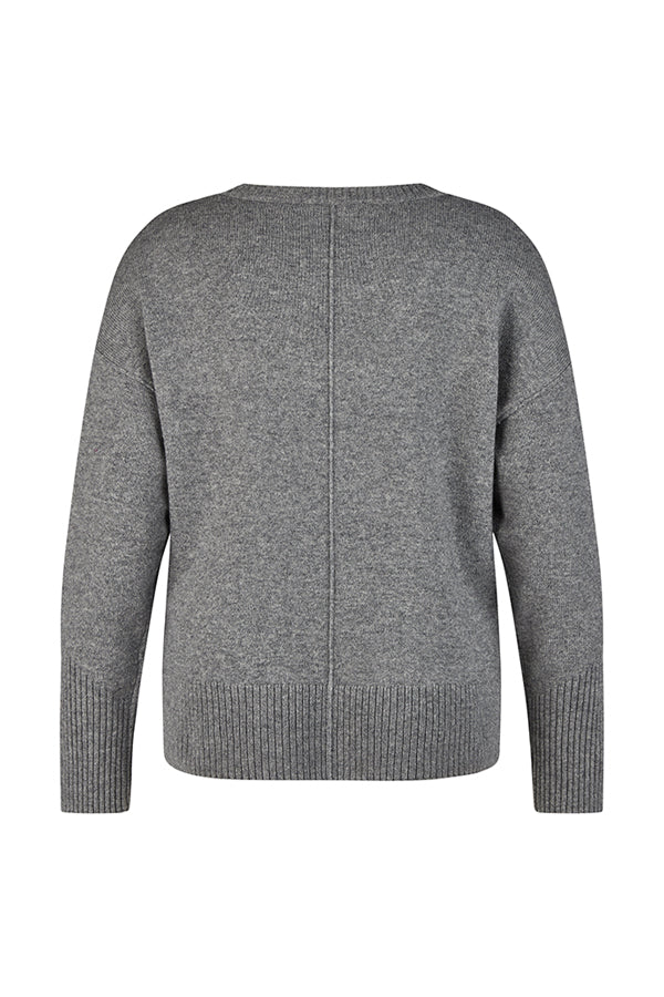 GREY RIBBED HEM JUMPER