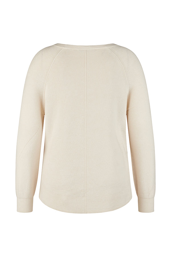 WHITE LONG-SLEEVE SIDE SLITS SWEATER