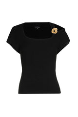 BLACK SHOULDER EFFECT FITTED PULLOVER