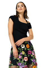 BLACK SHOULDER EFFECT FITTED PULLOVER