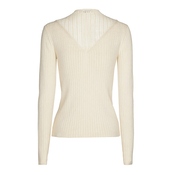 CHAMPAGNE GOLD STAND UP COLLAR SEMI SHEER PULLOVER