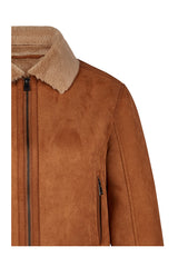 BROWN SHEARLING ZIP FRONT JACKET