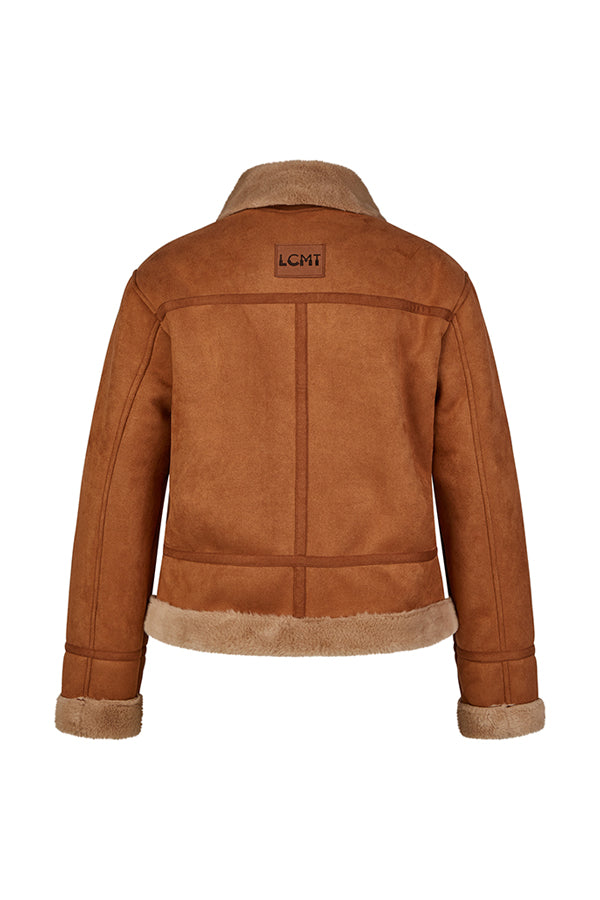 BROWN SHEARLING ZIP FRONT JACKET