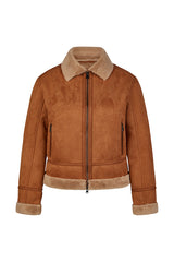 BROWN SHEARLING ZIP FRONT JACKET