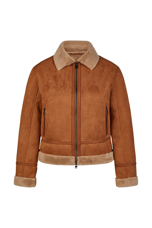 BROWN SHEARLING ZIP FRONT JACKET