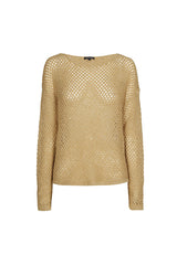 GOLD SEQUINNED SEMI SHEER PULLOVER