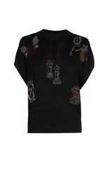 FANTASY STUDS LOOSE-FITTING SWEATER