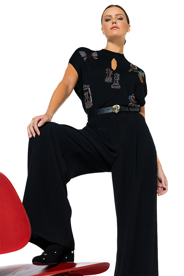 FANTASY STUDS LOOSE-FITTING SWEATER