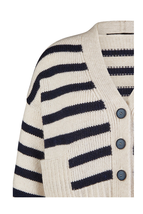 WHITE CHUNKY STRIPED CARDIGAN