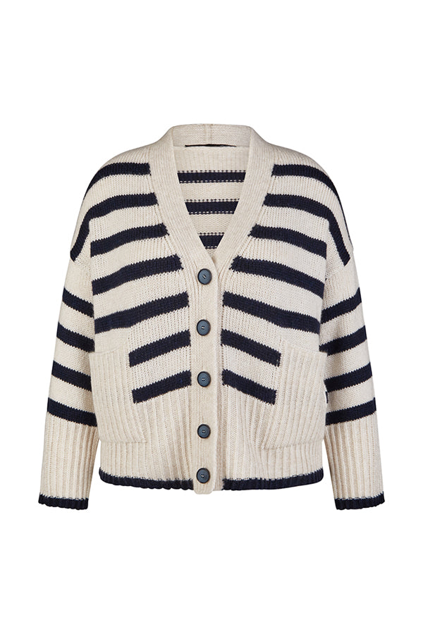 WHITE CHUNKY STRIPED CARDIGAN