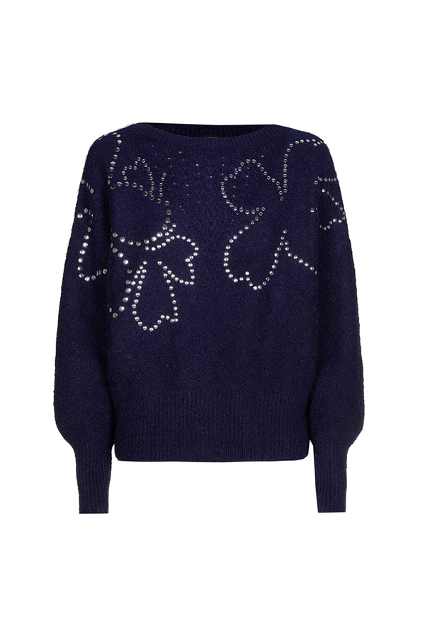 BLUE STUDS COSY LOOSE-FITTING SWEATER