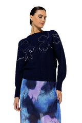 BLUE STUDS COSY LOOSE-FITTING SWEATER