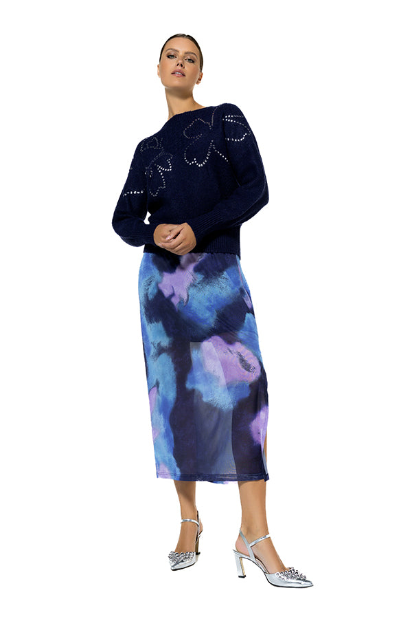 BLUE STUDS COSY LOOSE-FITTING SWEATER