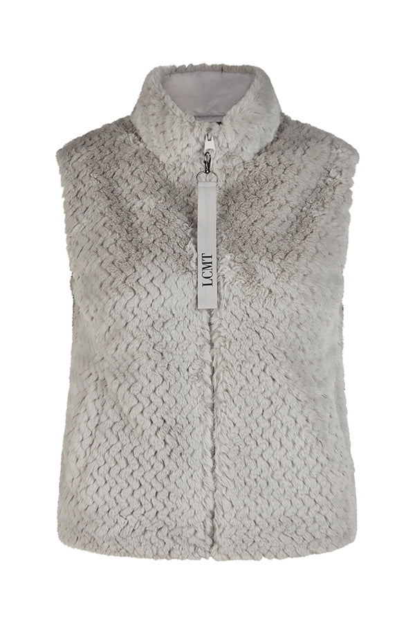 GREY FAUX FUR ZIP UP VEST