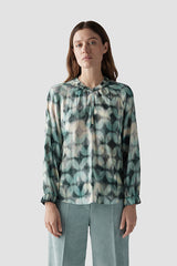 GREEN WATER COLOR PRINT BLOUSE