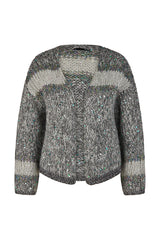 GREY SPARKLY CHUNCKY KNIT CARDIGAN