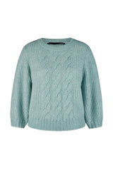 GREEN CABLE KNIT SWEATER