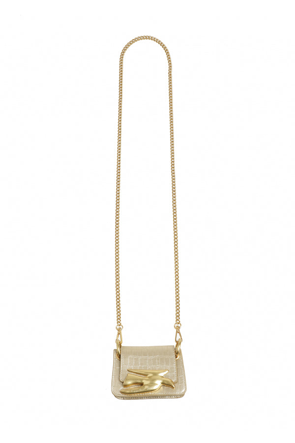 SWALLOW DETAIL GOLD HANDBAG