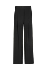 BLACK WIDE ELASTIC WAIST TROUSERS