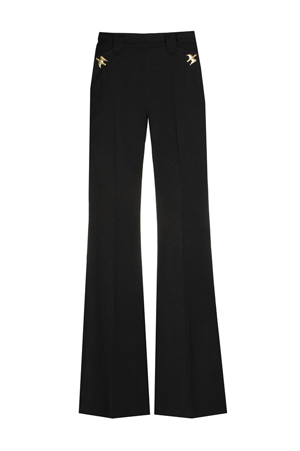 SWALLOW DETAIL STRAIGHT TROUSERS