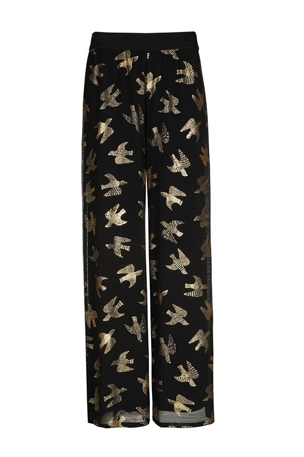 SWALLOW PRINT LOOSE PALAZZO TROUSERS