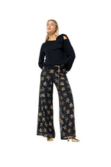 SWALLOW PRINT LOOSE PALAZZO TROUSERS