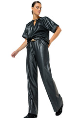 VEGAN LEATHER COMFORTABLE TROUSERS