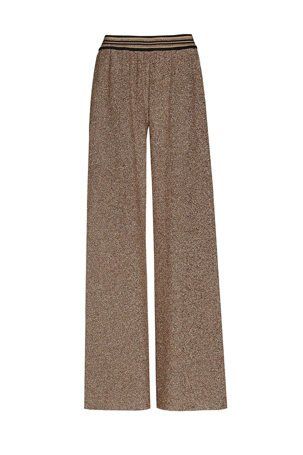 GOLD LUREX WIDE JERSEY TROUSERS